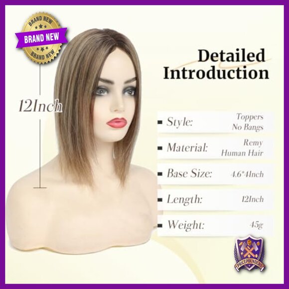 Real Human Hair Topper 12 Inch Mono Base for Thinning Hair Add Volume main image 5